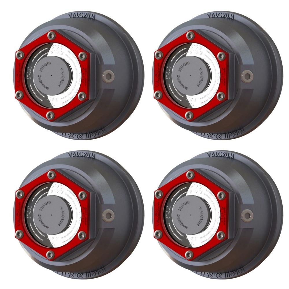 SET OF 4 - ST-375 VALCRUM UNIVERSAL ALUMINUM HUB CAPS 3-3/4 UNIVERSAL THREADED HUB CAP, FITS 9K-16K AXLES