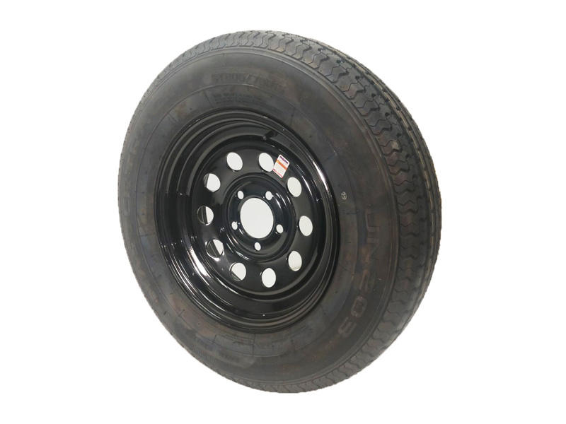 Trailer Tire and Black Painted Modular Wheel Assembly - ST20575R15