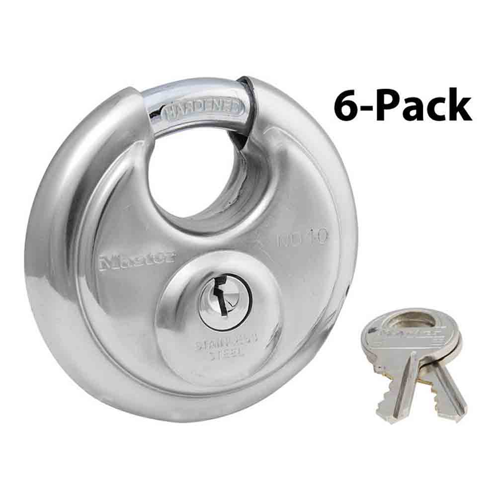 Disk Padlock - 6-Pack Keyed-Alike