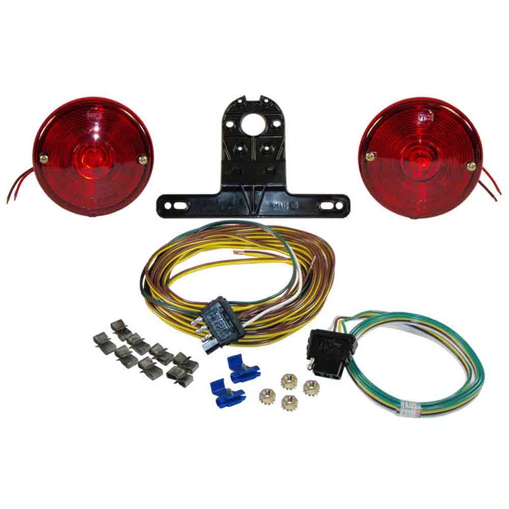 Economy Round Trailer Light Kit with Wiring Harness