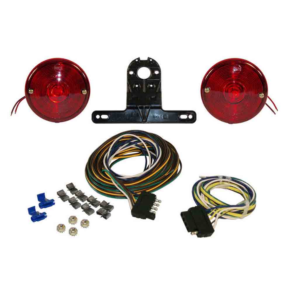 Economy Round Trailer Light Kit with Wiring Harness