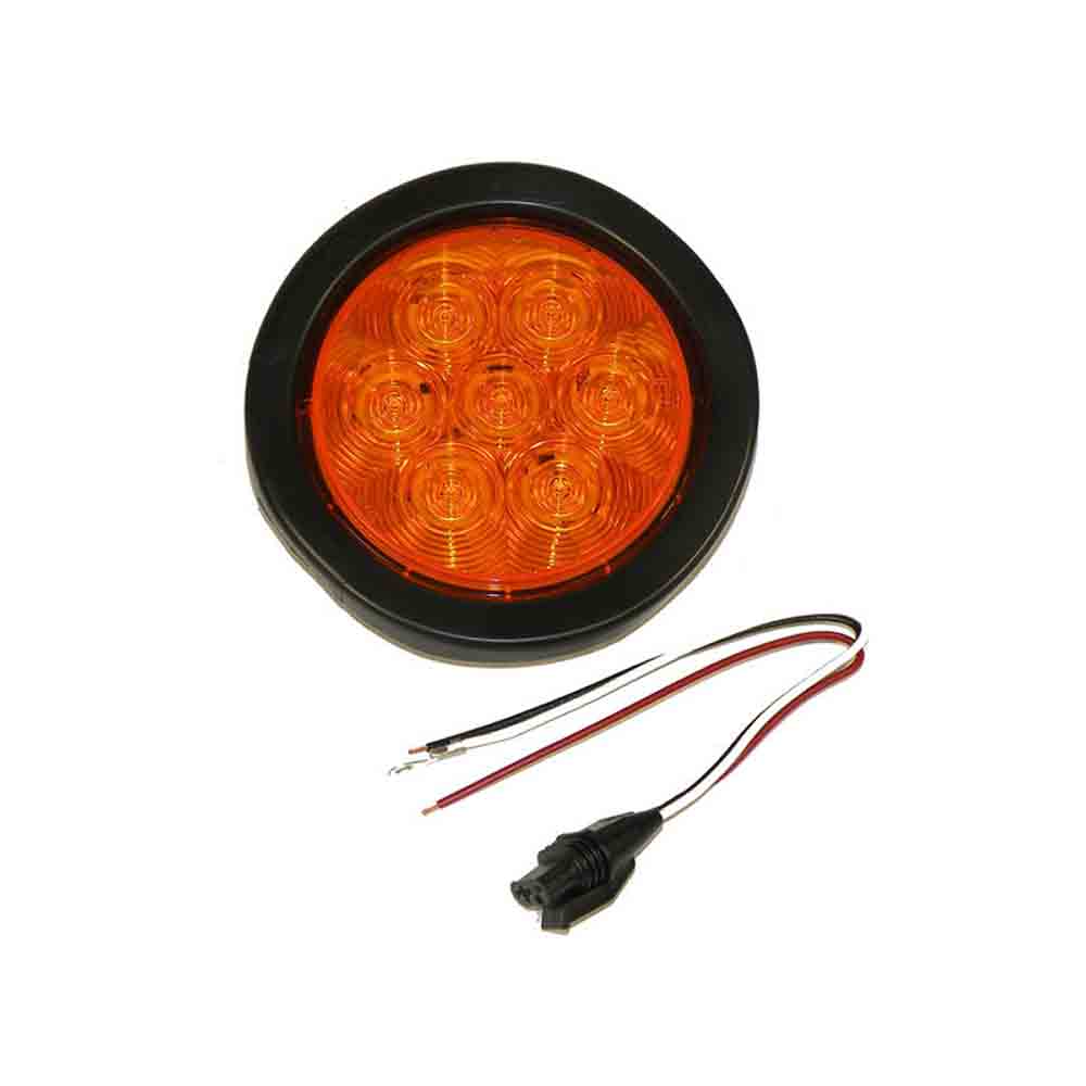 LumenX 4 Inch Round LED Trailer Tail Light Kit - Amber