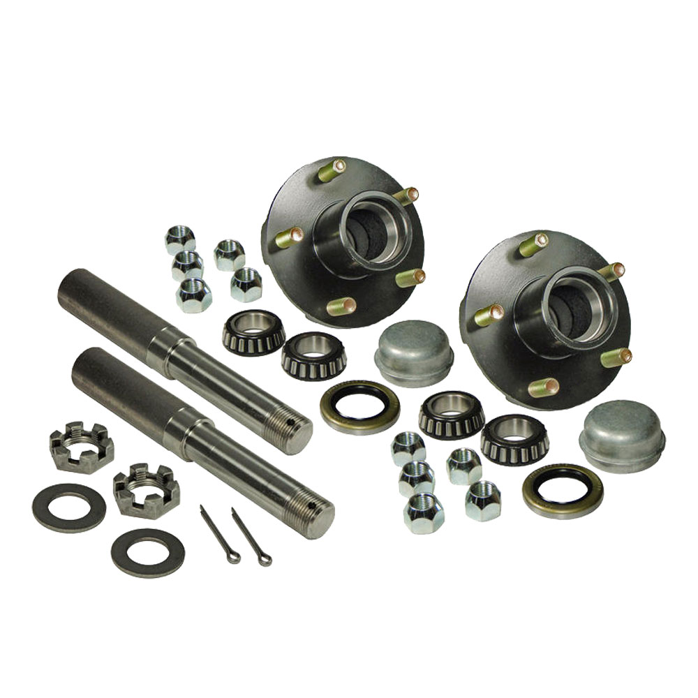 Pair of 5-Bolt on 4-1/2 Inch Hub Assemblies with 1-1/16 Inch Straight Spindles & Bearings