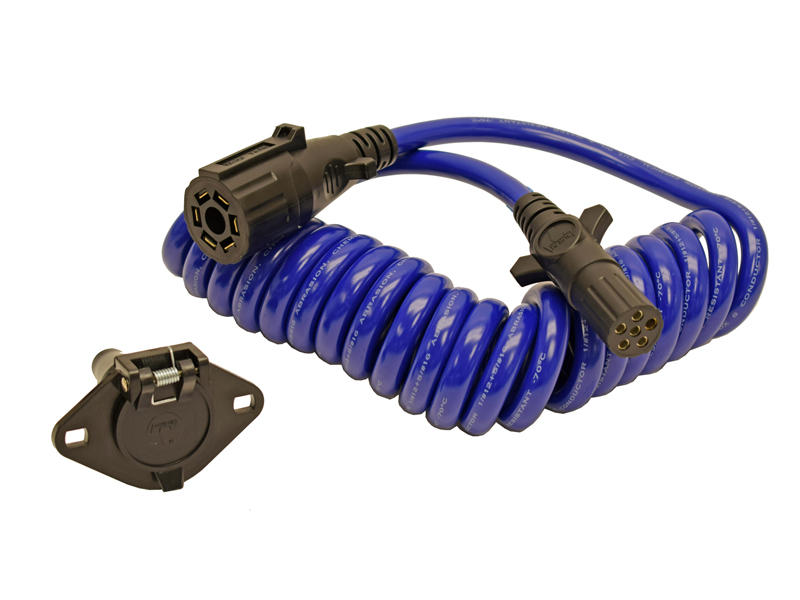 7-Way To 6-Way Coiled Electrical Cable 