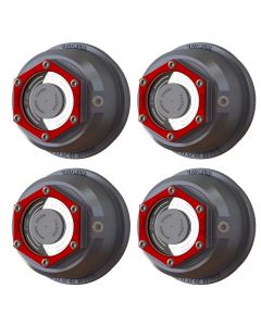 SET OF 4 - ST-375 VALCRUM UNIVERSAL ALUMINUM HUB CAPS 3-3/4 UNIVERSAL THREADED HUB CAP, FITS 9K-16K AXLES