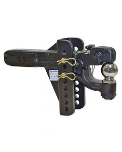 OneMount Pintle Hook and 2-5/16 Inch Ball Combo with Adjustable Shank for 2-1/2 Inch Receivers