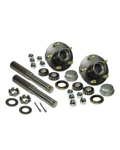 Pair of 5-Bolt On 4-1/2 Inch Hub Assembly - Includes (2) 1-1/16 Inch Straight Spindles & Bearings