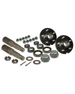 Pair of 5-Bolt on 5 Inch Hub Assemblies with Tapered Spindles & Bearings