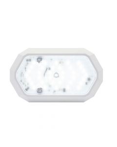 Surface mount LED dome light with white base and trim ring, touch switch on lens, dimmable with memory