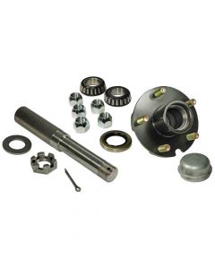 Single - 5-Bolt on 4-1/2 Inch Hub Assembly with 1 Inch Straight Spindle & Bearings