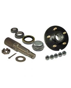 Single - 5-Bolt on 4-1/2 Inch Hub Assembly with Tapered Spindle & Bearings