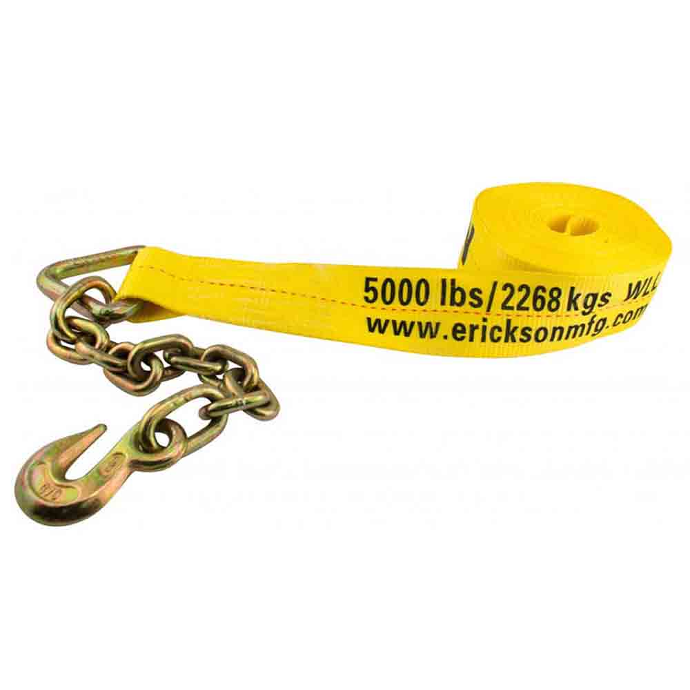 Winch Strap with Chain Lead - 3 inch x 30 feet