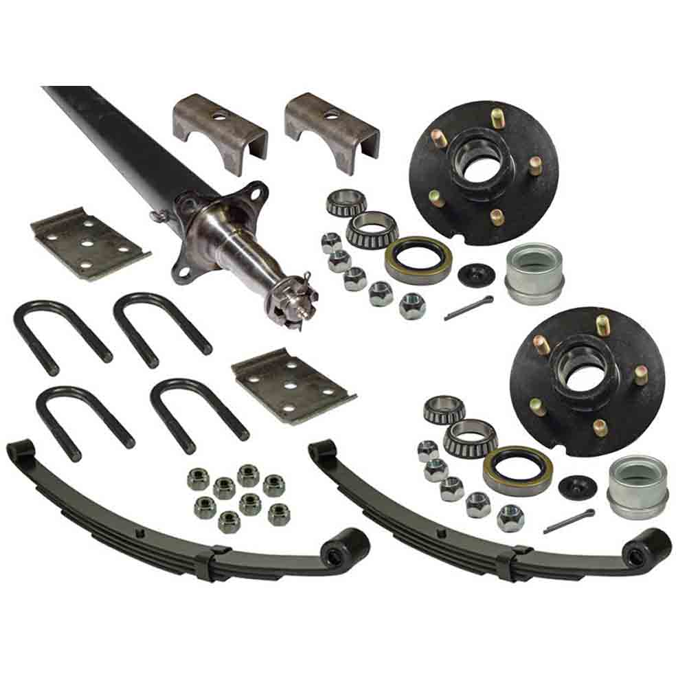 3,500 lb. Straight Axle Assembly with Brake Flanges & 5-Bolt on 4-1/2 Inch Hubs - 86 Inch Hub Face