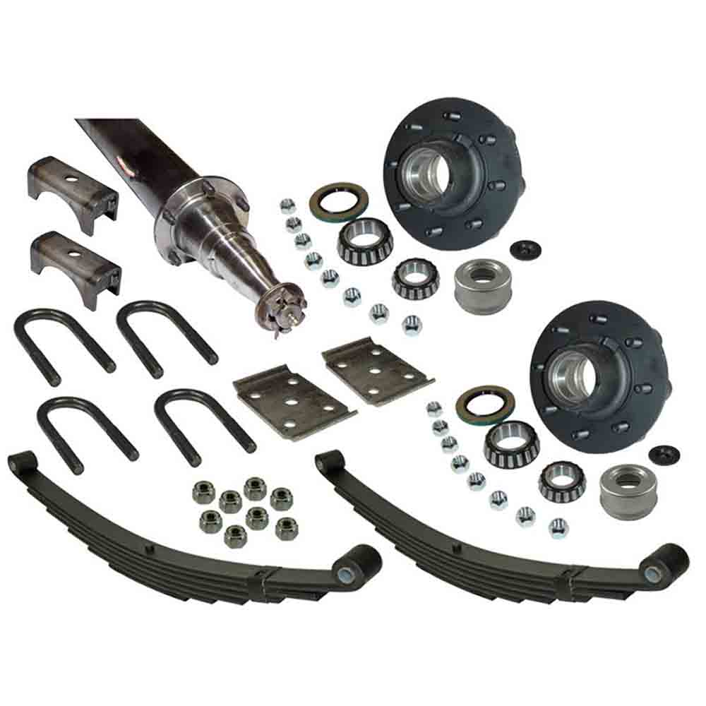 6,000 lb. Straight Axle Assembly with Brake Flanges & 8-Bolt on 6-1/2 Inch Hubs - 86 Inch Hub Face