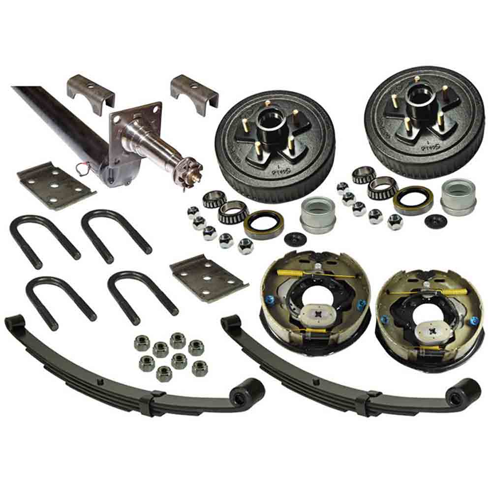 3,500 lb. Drop Axle Assembly with Electric Brakes & 5-Bolt on 4-1/2 Inch Hub/Drums - 88 Inch Hub Face