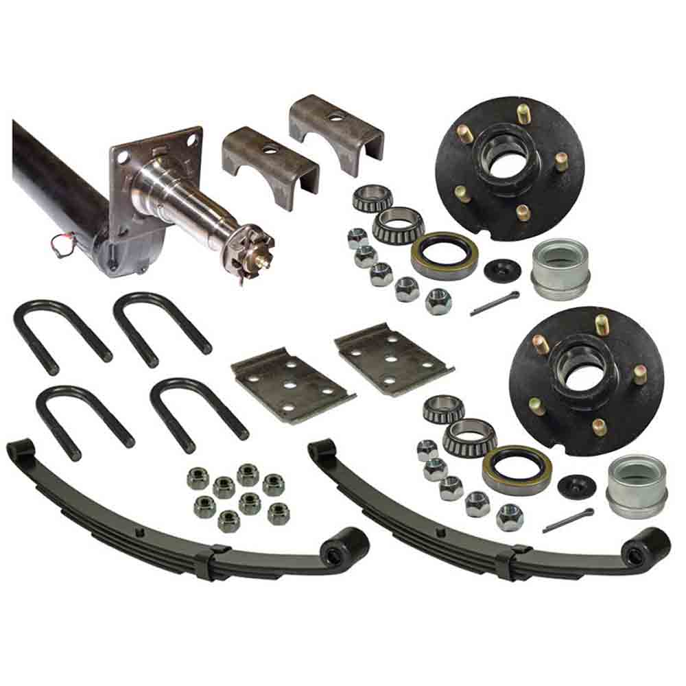 3,500 lb. Drop Axle Assembly with Brake Flanges & 5-Bolt on 4-1/2 Inch Hubs - 88 Inch Hub Face