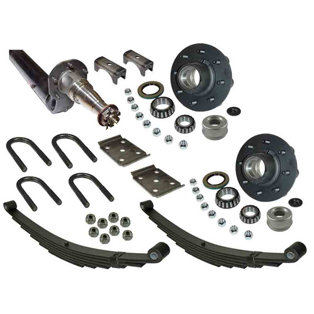 6,000 lb. Drop Axle Assembly with Brake Flanges & 8-Bolt on 6-1/2 Inch Hubs - 89-1/2 Inch Hub Face