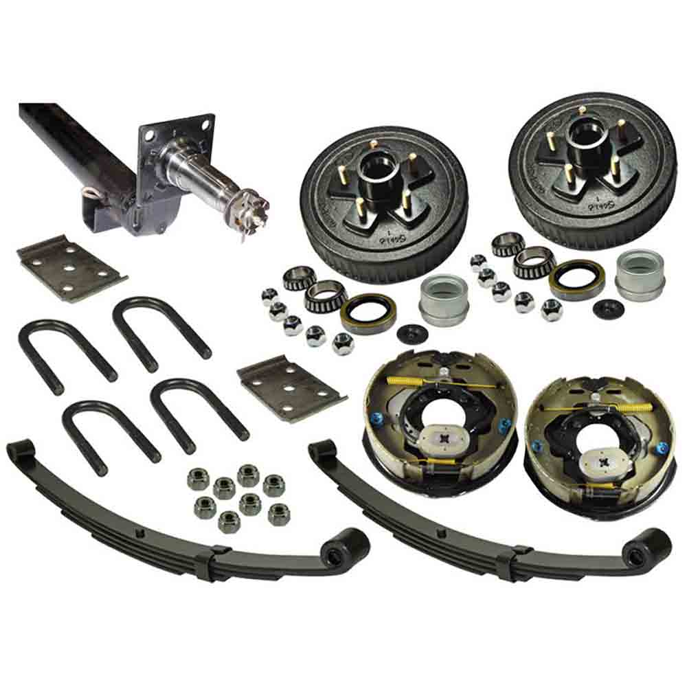 3,500 lb. Drop Axle Assembly with Electric Brakes & 5-Bolt on 4-1/2 Inch Hub/Drums - 64 Inch Hub Face