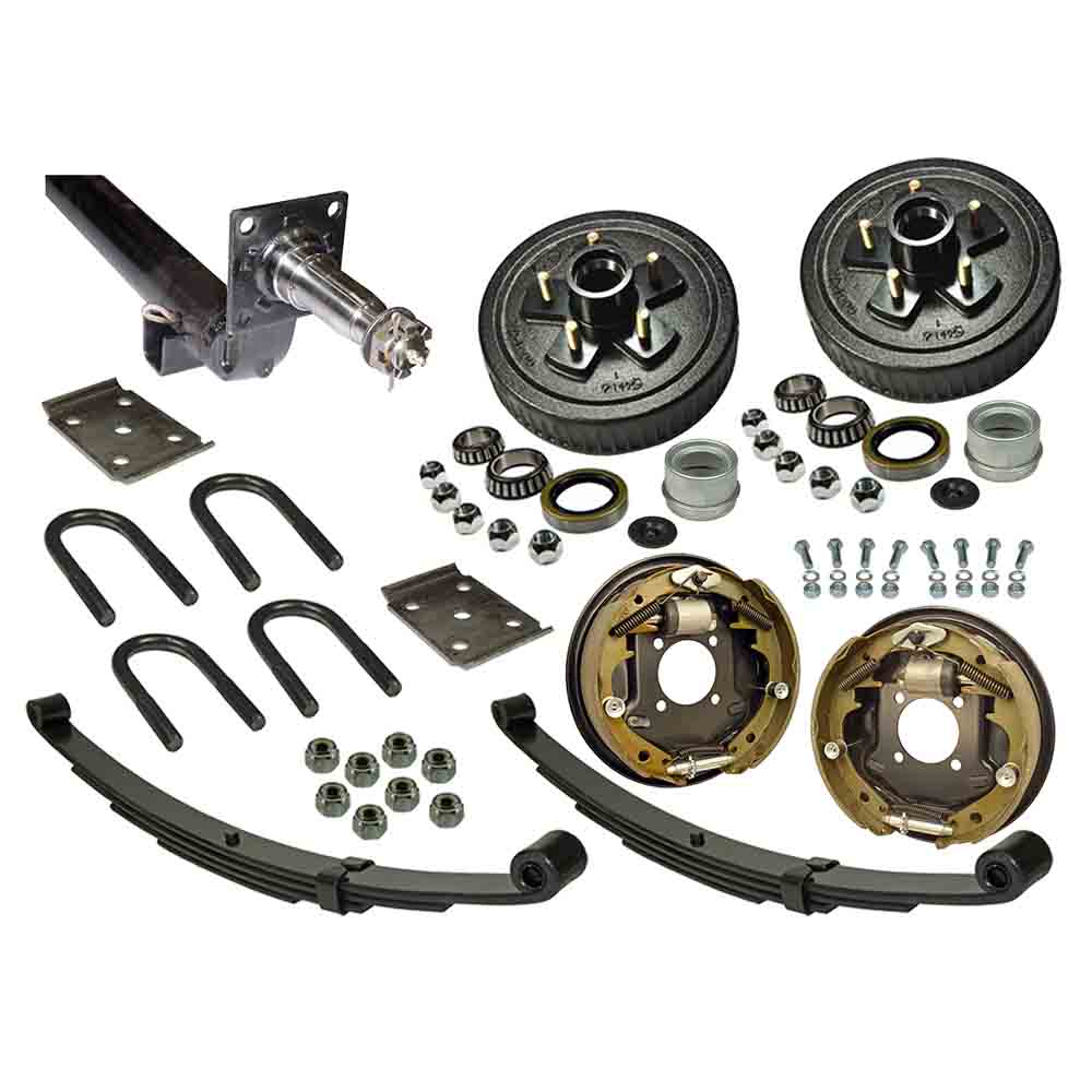 3,500 lb. Drop Axle Assembly with Hydraulic Brakes & 5-Bolt on 4-1/2 Inch Hub/Drums - 64 Inch Hub Face