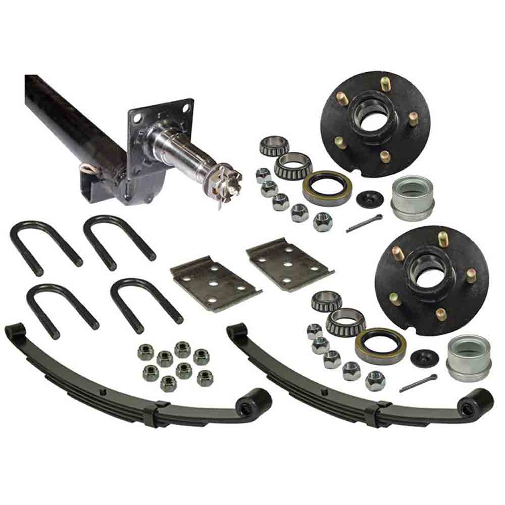 3,500 lb. Drop Axle Assembly with Brake Flanges & 5-Bolt on 4-1/2 Inch Hubs - 88 Inch Hub Face