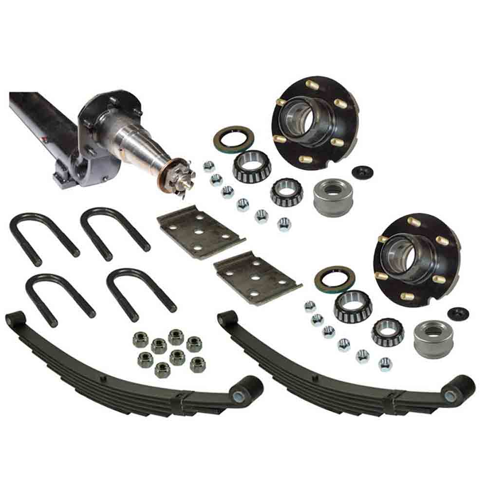 6,000 lb. Drop Axle Assembly with Brake Flanges & 6-Bolt on 5-1/2 Hubs - 89-1/2 Inch Hub Face