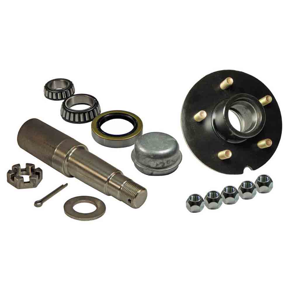 Single - 5-Bolt on 5 Inch Hub Assembly with Tapered Spindle & Bearings