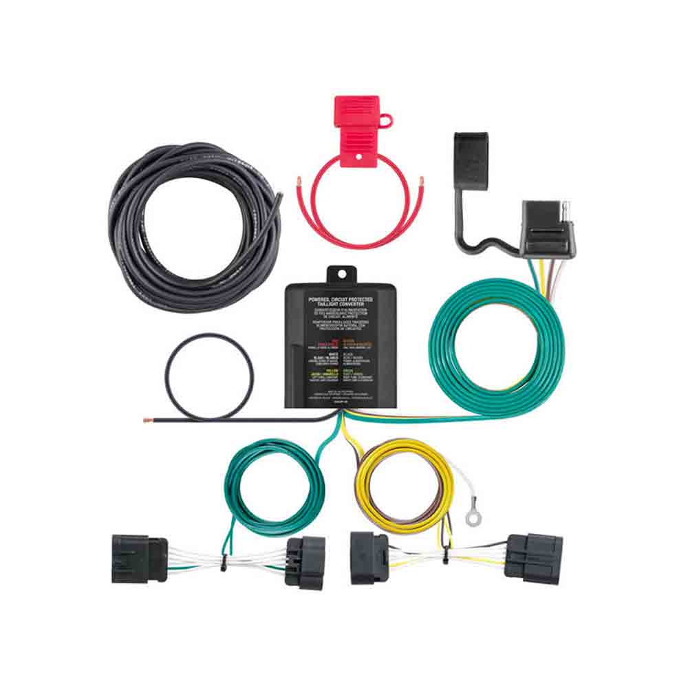 Rigid T-Connector with Powered Tail Light Converter Custom Wiring Harness, 4-Way Flat Output, Select Dodge Durango