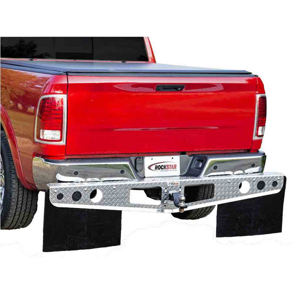 Rockstar Universal Fit Diamond Plate Aluminum Finish Mud Flaps for 2 Inch Receiver