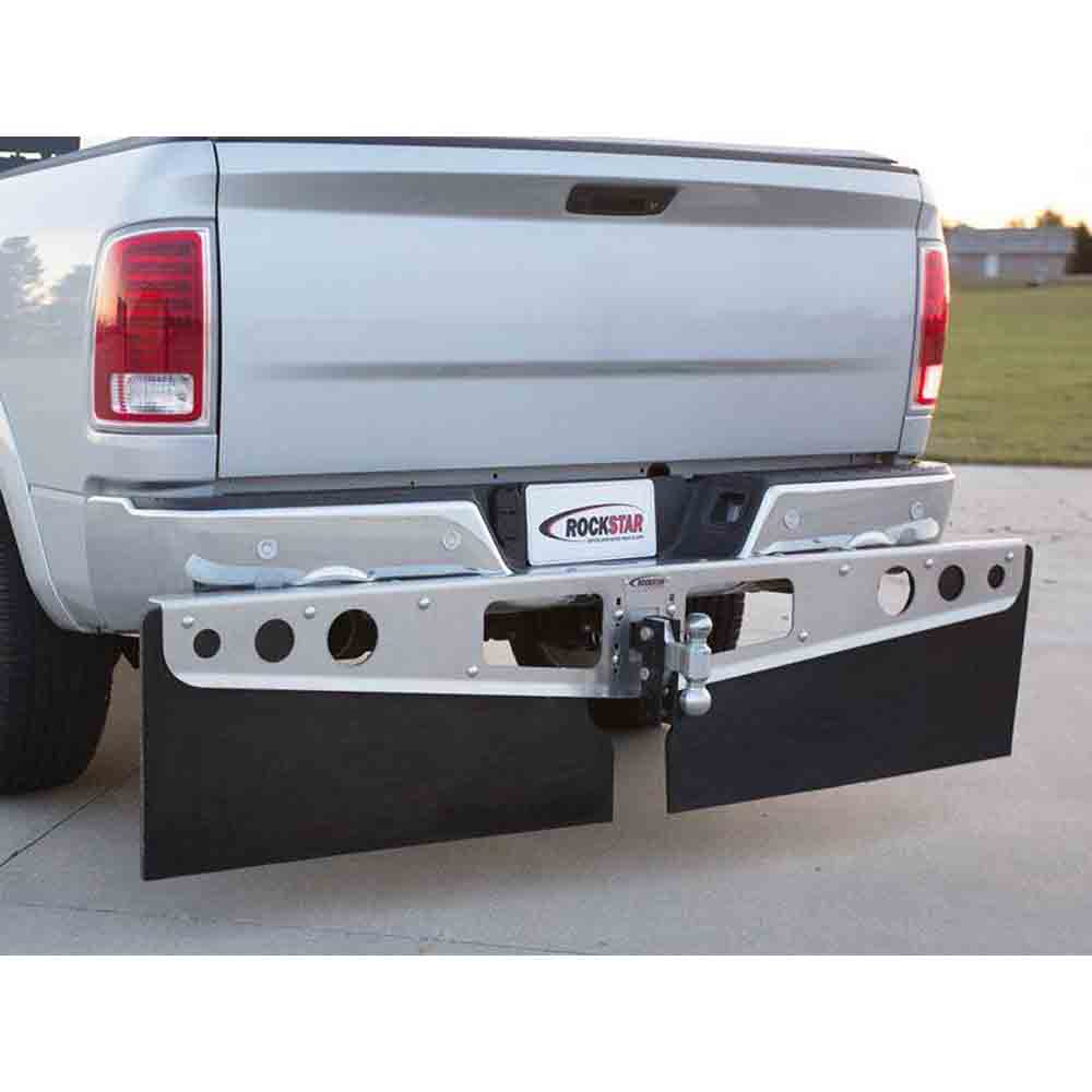 RockStar Custom Fit Hitch Mounted Mud Flaps - Smooth Mill Finish